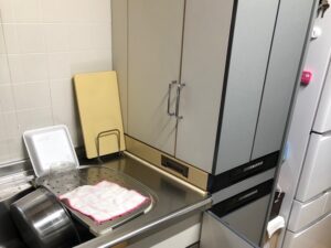 45cm食乾機を食器洗い乾燥機に交換する　ナショナルキッチンシンク横大型タイプ　故障